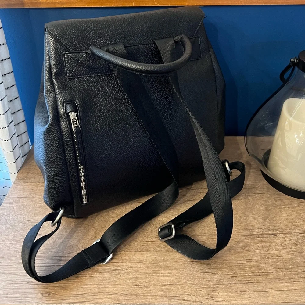 Freshly Picked Black Pebbled Leather Backpack